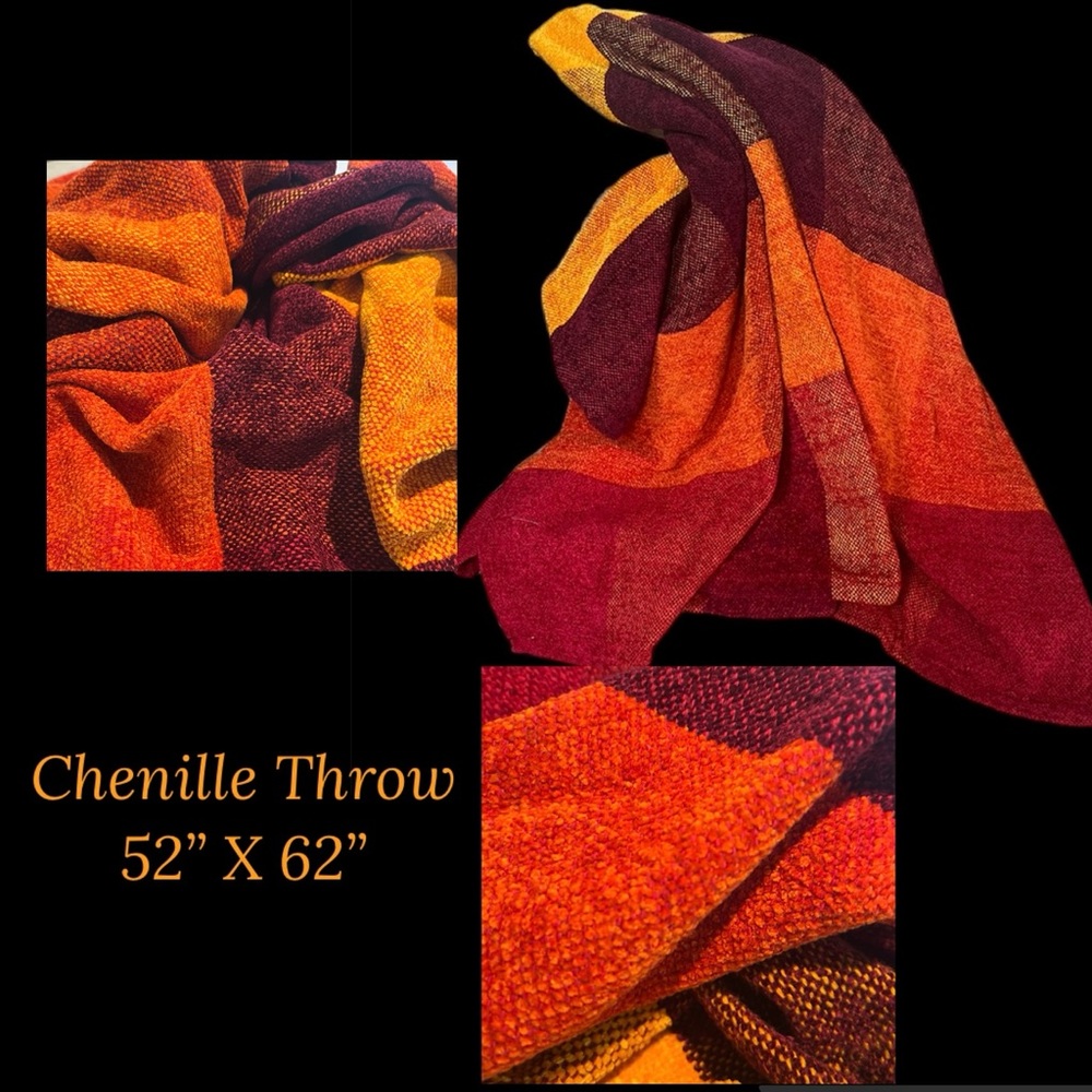 Gorgeous Chenille Throw 52” X 62”. NWOT